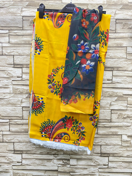 Digital Printed 3Piece Swiss Lawn With Silk Dupatta (Unstitched) P17