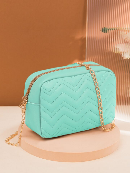 Zephyar - Quilted Chain Crossbody Bag ~ Cyan