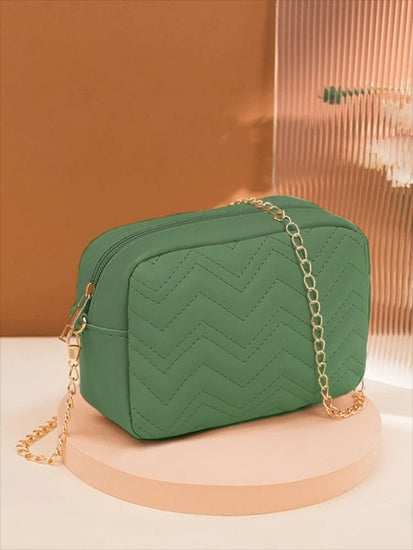 Zephyar - Quilted Chain Crossbody Bag ~ Green