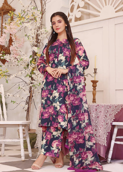 Digital Printed 3Piece Swiss Lawn With Organza Dupatta (Unstitched) P5