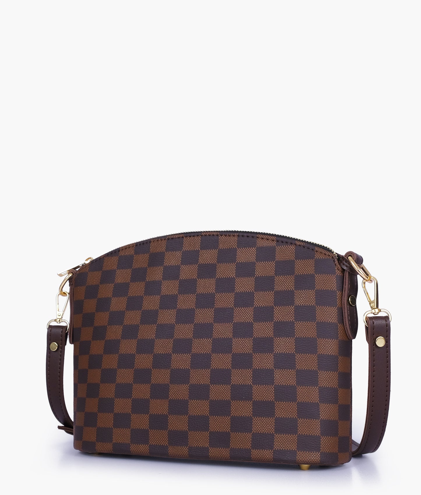 Zephyar - Brown Checkered Tote Bag & Crossbody Bag