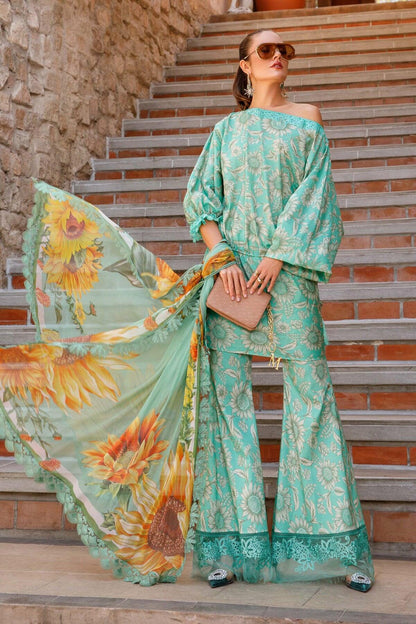 Digital Printed 3Piece Swiss Lawn With Silk Dupatta (Unstitched) P12