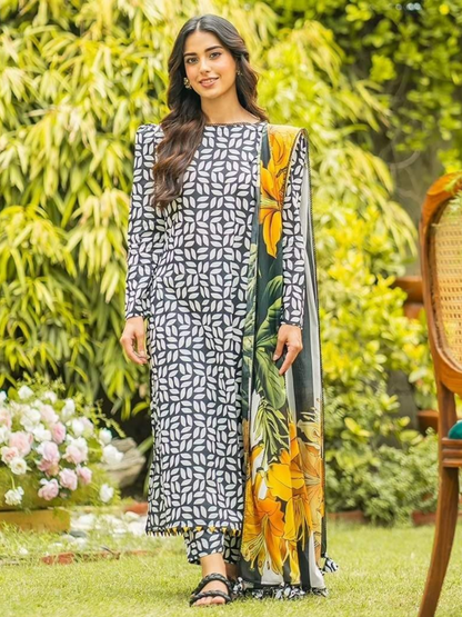 Digital Printed 3Piece Swiss Lawn With Swiss Dupatta (Unstitched) P25